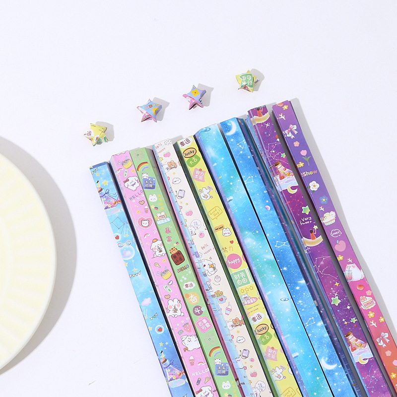 Cute cartoon lucky star origami printing cartoon creative wishing bottle diy five-pointed star student handmade wholesale