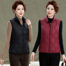 中老年女羽绒立领马甲坎肩短款外套加厚背心大码保暖轻薄棉服妈妈