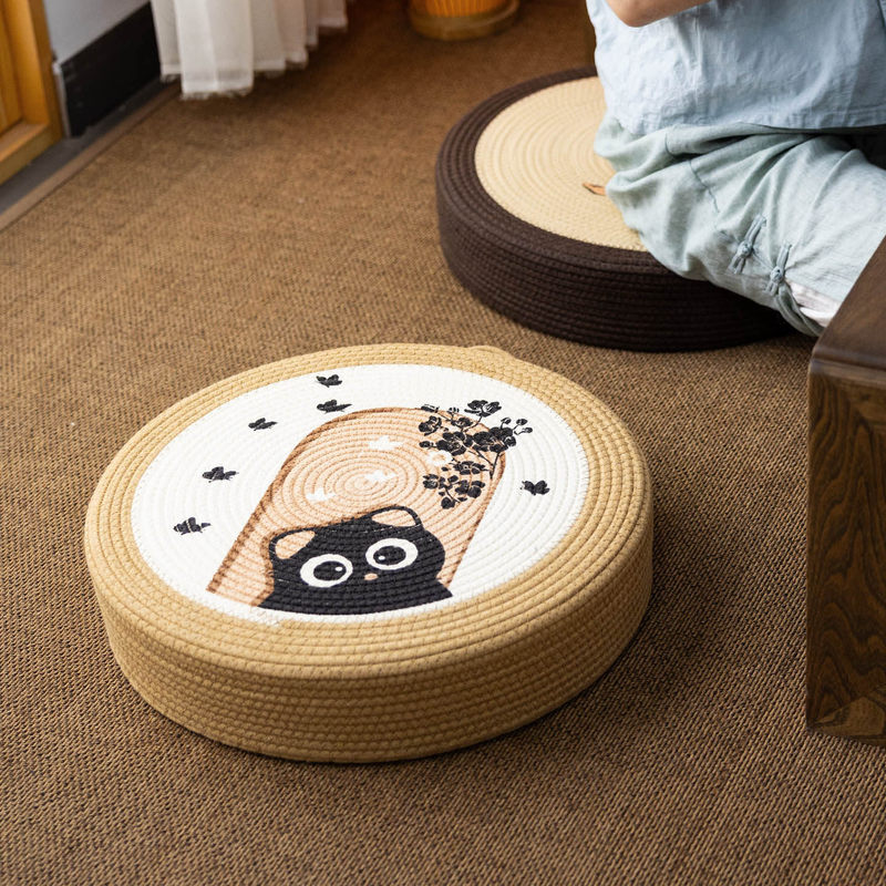 Tatami Floor Cushion Japanese Style Cute Lazy Seat Cushion for Balcony, Bay Window, Bedroom, Home Use Round Cushion Tatami Floor Cushion Japanese Style Cute Lazy Seat Cushion for Balcony, Bay Window, Bedroom, Home Use Round Cushion