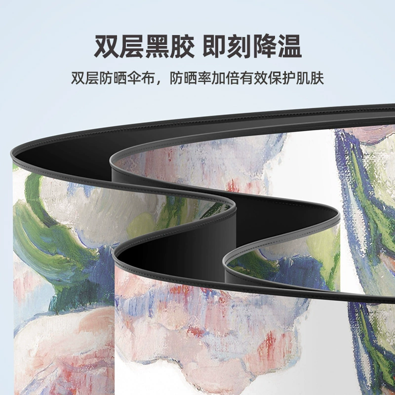 Fresh small double-layer handheld umbrella solar-powered, flowered, sun protection