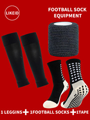 Adult Thickened Towel Bottom Soccer Socks Equipment for Men and Women, Non-Slip Pointed Rubber, God Socks with Tape Leg Guard Sock Harness Band