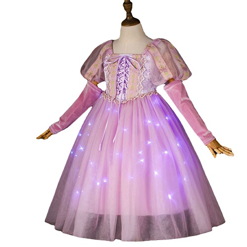  Rapunzel Dress Rapunzel Girls Dress Short Sleeve Summer Luminous Mesh Skirt Six Day Dress