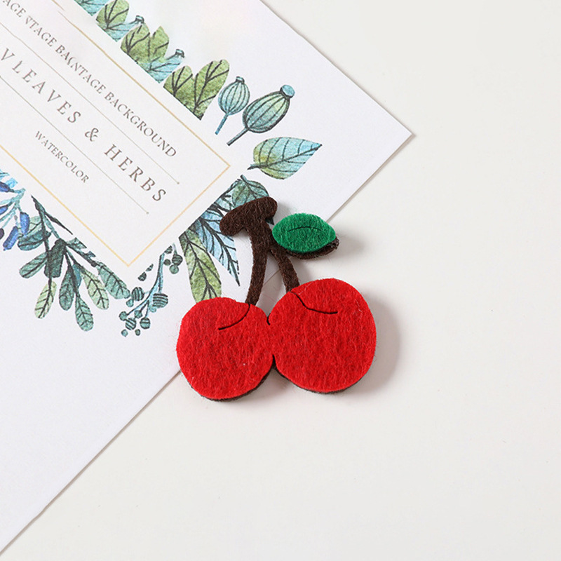 diy non-woven fabric handmade fabric accessories fruit accessories children creative wall stickers garment accessories single leaf cherry