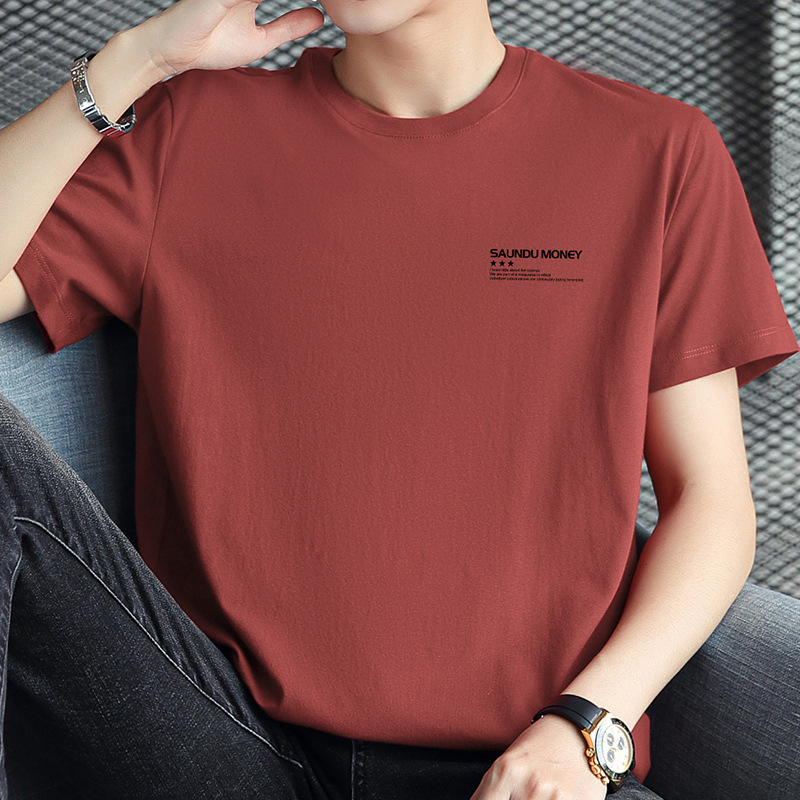 Pure Cotton T-Shirt Men's Short-Sleeved 2026 New Summer Thin Round-Neck Top Non-Transparent Cotton Half-Sleeved T-Shirt