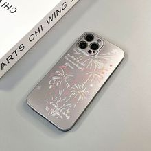 英文烟花手机壳适用小米14pro小众红米k60高级感13金属银note13软