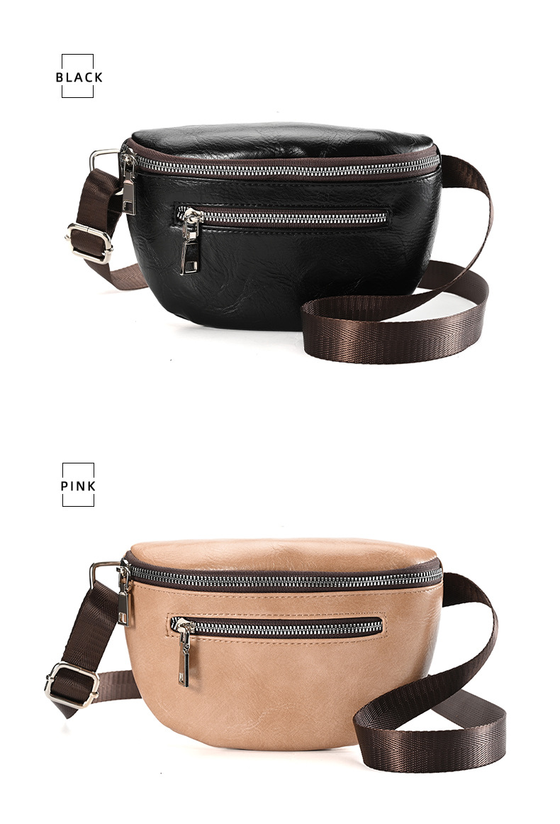 Solid Color Pattern Women's Fashion Solid Color Pu Leather Waist Bags