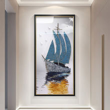 立体实物入户玄关装饰画一帆风顺帆船简约装饰画走廊过道高档壁画