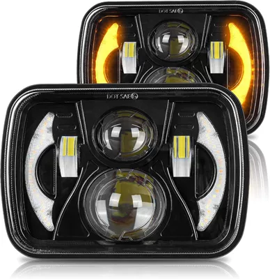Cross-border 5inch Wrangler 4-bead moon-style car LED square headlight for trucks, vans, and off-road vehicles (Motorcycle headlights, headlights) - 1-piece-5inch