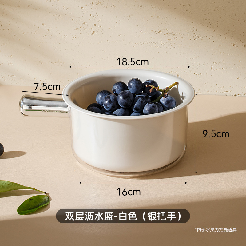 厚みのある二層排水バスケット、野菜洗い桶、水ひしゃく、家庭用キッチンプラスチックフルーツバスケット、水ひしゃく、野菜洗い桶バスケット|undefined