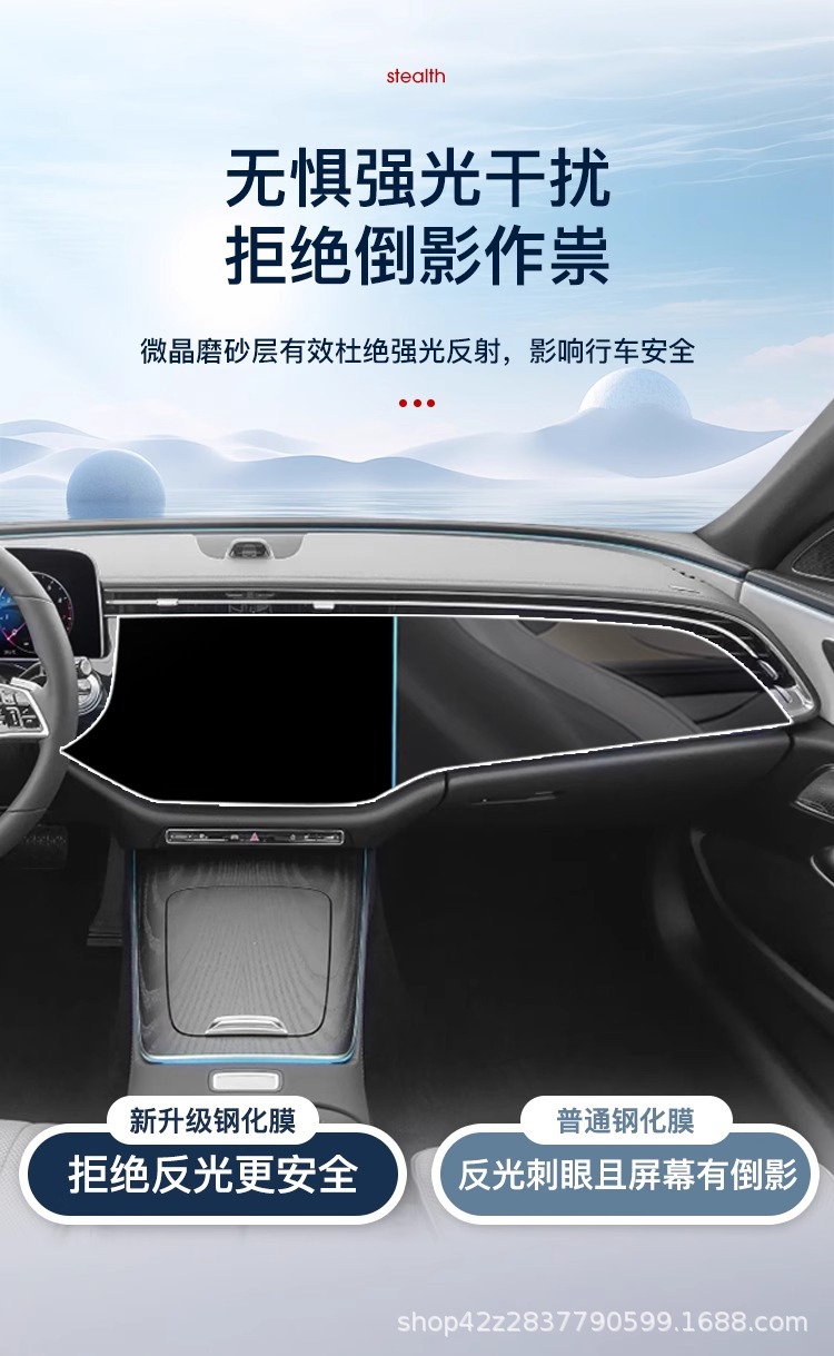 Mercedes-Benz E300L Screen Tempered Film E260 Navigation Central Control Film E-Class Panel Modification Decoration Supplies 25 Models 24