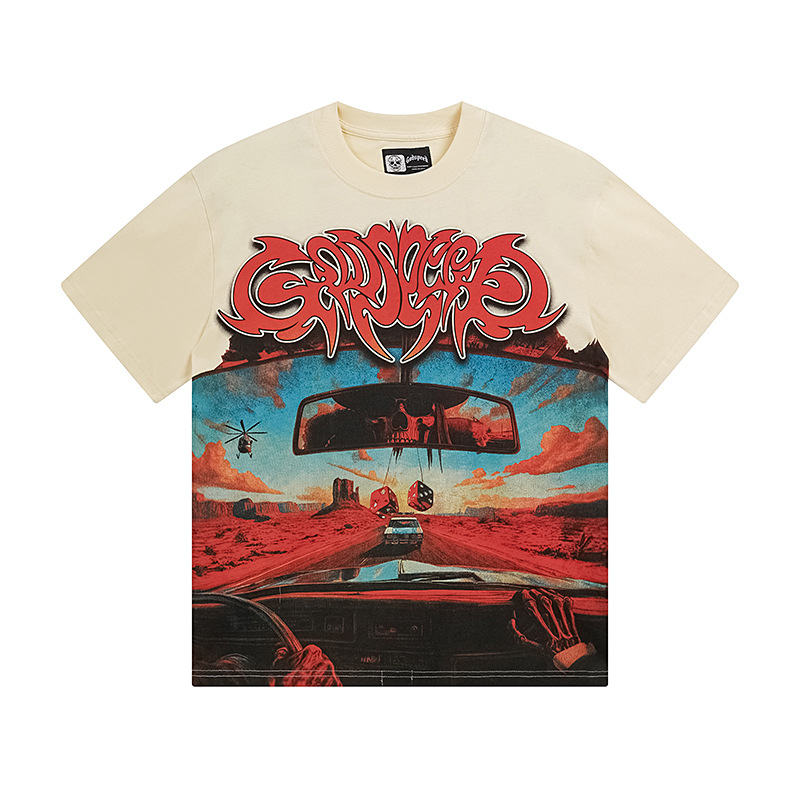 Al por mayor transfronterizo MideaGO Skull Metal Rock Band Robot camiseta de base de algodón suelta camiseta de manga larga
