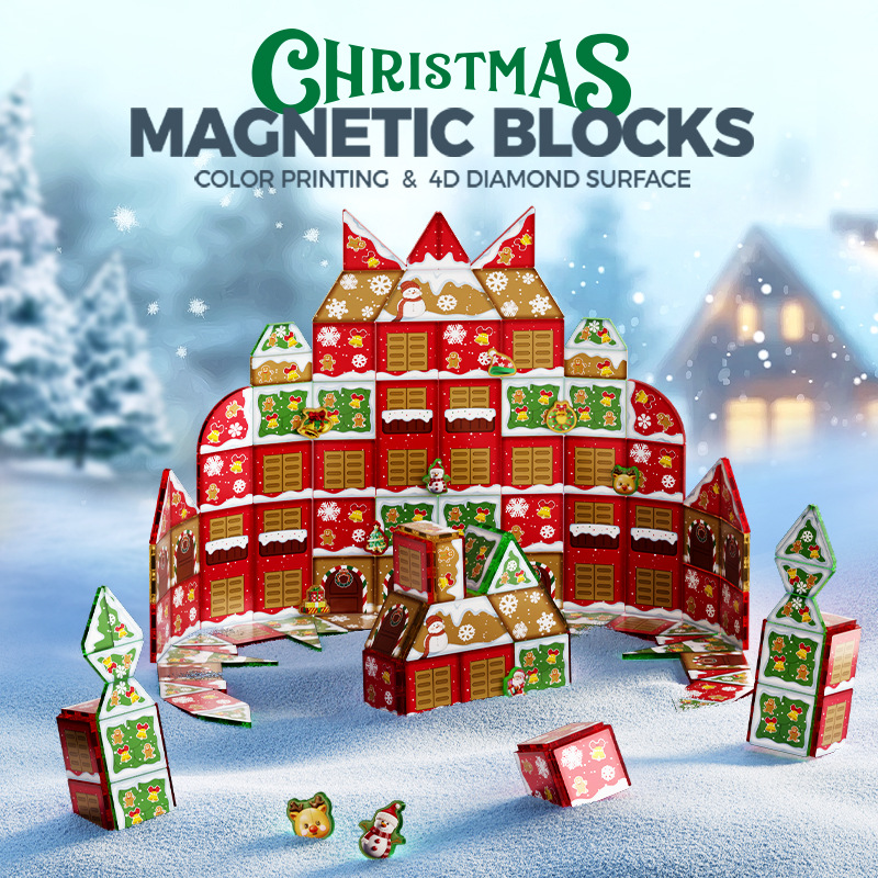 Amazon Diamant Magnetic Navidad Bloques Juguetes Escenas Transfronterizas Azulejos Conjunto de Construcción Puzzles Mágicos para Niños