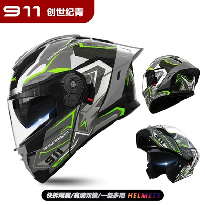 Cold-Proof Electric Vehicle Helmet for — Motosiklet kaskı (dəbilqə) - 911-unveiled-helmet-genesis-blue-hd-dual-lens
