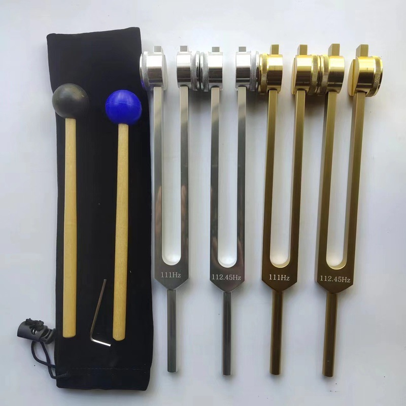 新品铝合金  金色 银色111HZ音叉 112.45HZ音叉 配布袋和小锤 免