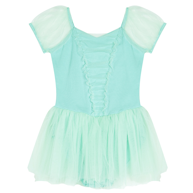 Traje de baile para niños Traje de entrenamiento para niñas de verano Traje de ballet de manga corta Traje de baile de princesa coreana Falda tutú