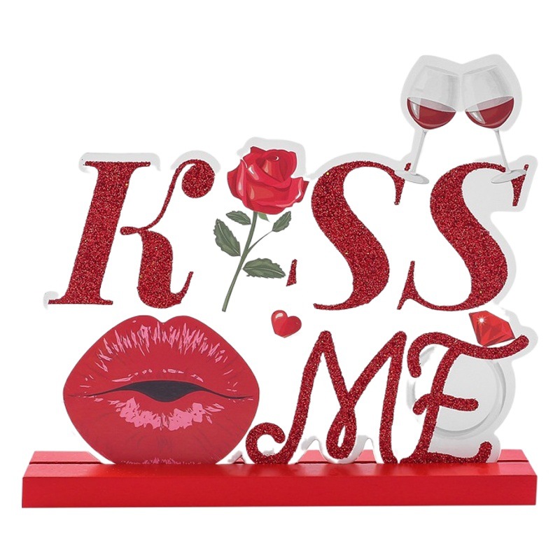 Amor decoración del Día de San Valentín 2024 nuevo escritorio creativo artesanía madera DIY lindo adornos en stock al por mayor