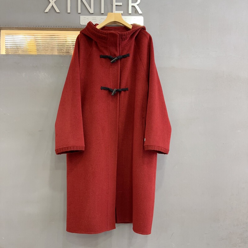 Korean Style Corner Buckle Red Double-Sided Cashmere Woolen Coat Women's Autumn and Winter Thickened Small Women's Wedding Woolen Coat Trendy Korean Style Corner Buckle Red Double-Sided Cashmere Woolen Coat Women's Autumn and Winter Thickened Small Women's Wedding Woolen Coat Trendy