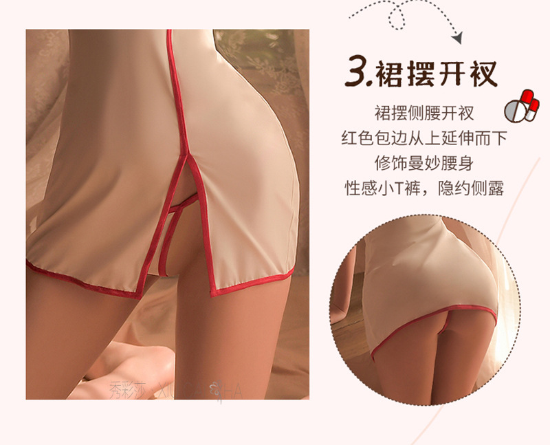 Adult Uniform Roleplay Lingerie Set with Headpiece, Dress and Thong — detail image 8