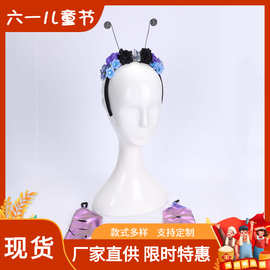 欧美万圣节舞台表演道具套装 花朵触角头箍套装带手套项链