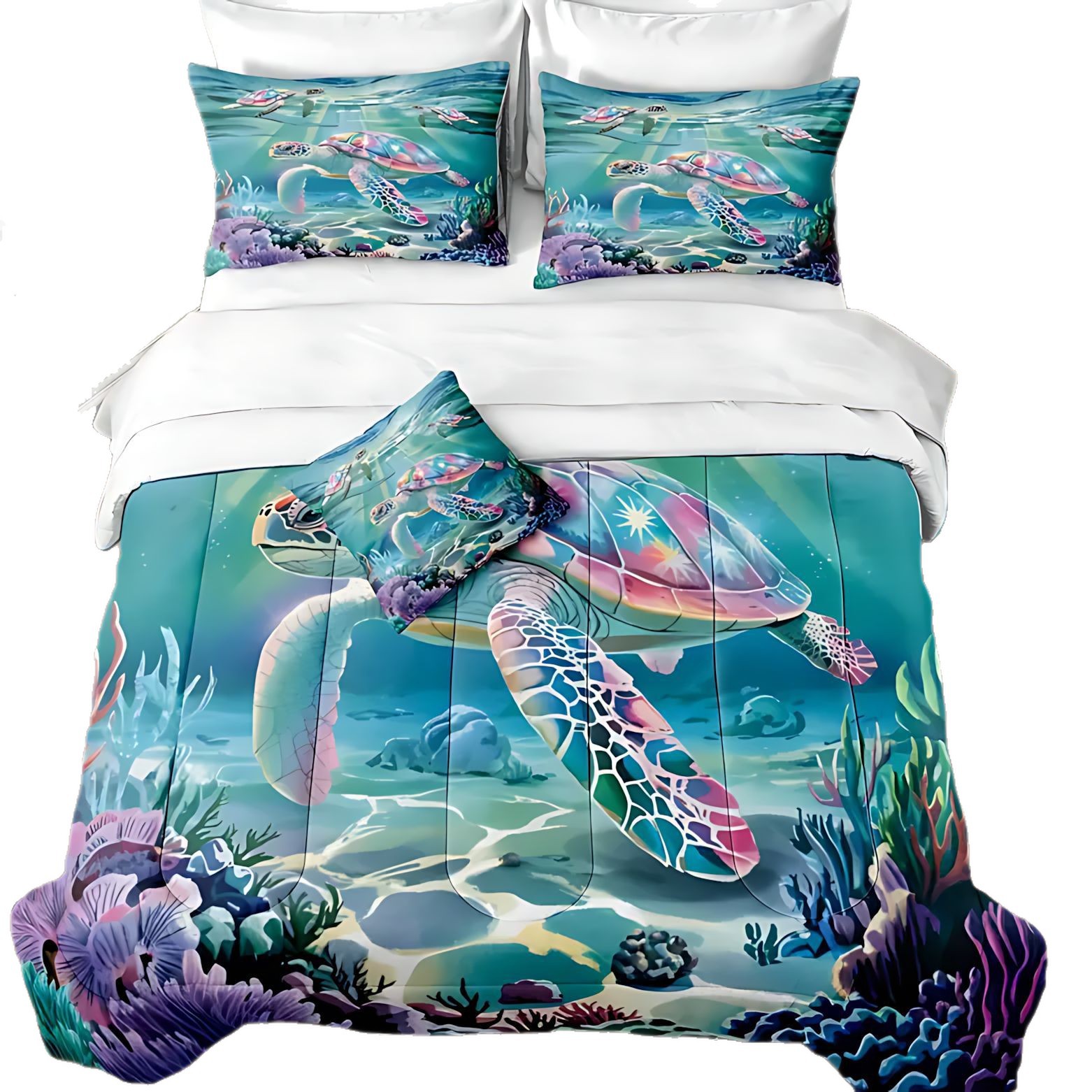 TEMU / JIT transfronterizo ocio vista al mar impresión digital 180gms suave y cómodo edredón conjunto de ropa de cama