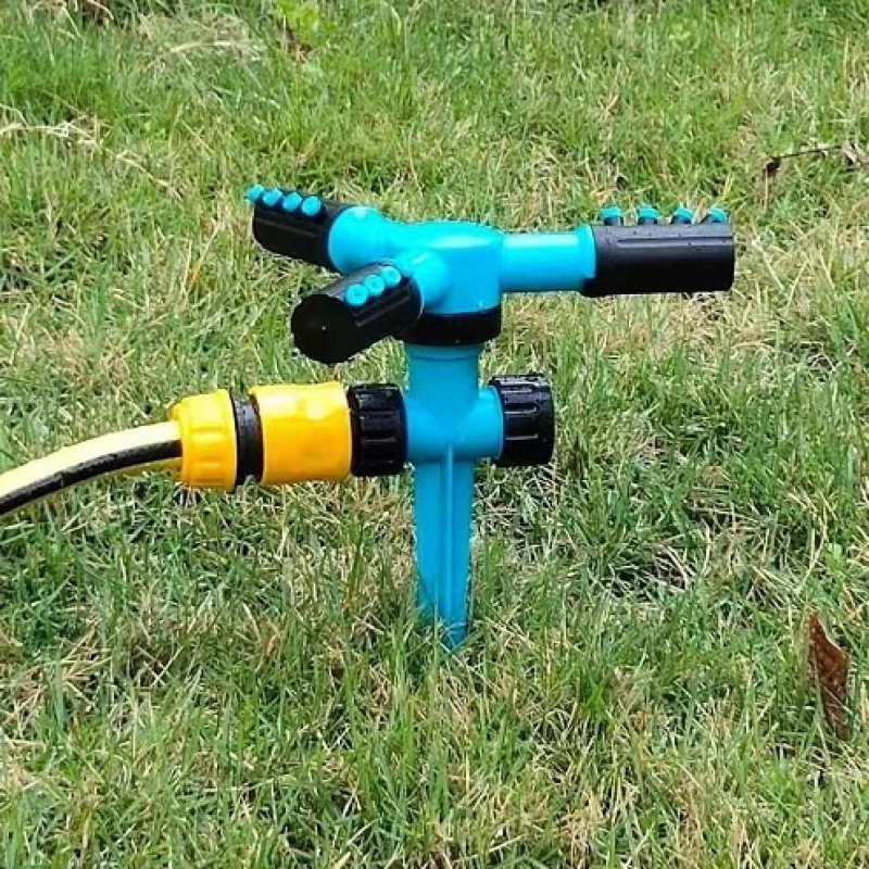 地插式大三叉喷头360度自动旋转喷水草坪浇菜浇花大棚降温洒水器