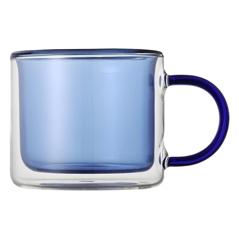Taza de café creativa de vidrio de colores de doble capa, taza de té de vidrio de borosilicato alto, taza de agua para el hogar, taza redonda