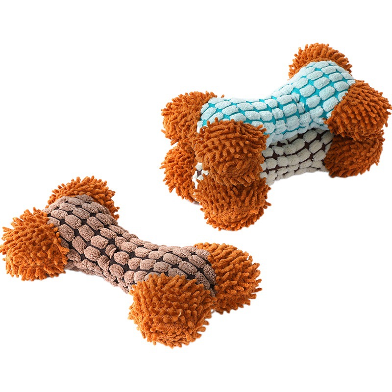 Nuevo en stock juguete de felpa para mascotas al por mayor felpa sonido maíz grano fregona terciopelo hueso perro molar juguete