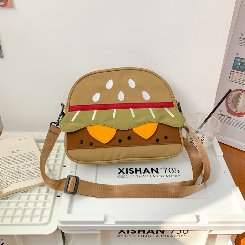 귀여운 미국 햄버거 작은 천 가방 2024 새로운 스타일 맞춤형 작은 배낭 어깨 크로스 바디 가방 생일 선물