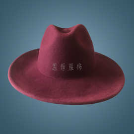 黑色羊毛爵士帽枣红色男士民族帽子光身毛毡舞台演出骑士帽遮阳帽