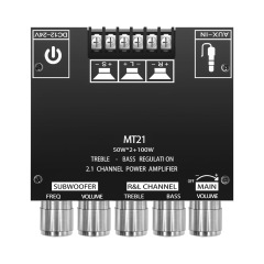 跨境专供ZK-MT21数字蓝牙功放模块2.1声道超重低音炮调高低音