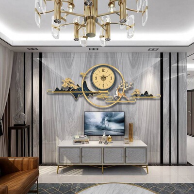 新中式挂钟客厅家用创意石英钟大气北欧挂钟现代轻奢静音钟表