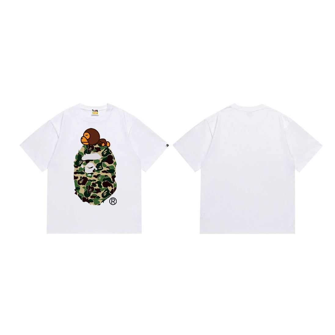 Короткая футболка повседневная с коротким рукавом (BAPE) двойной пряжи унисекс, разноцветная и размеры S–XXL