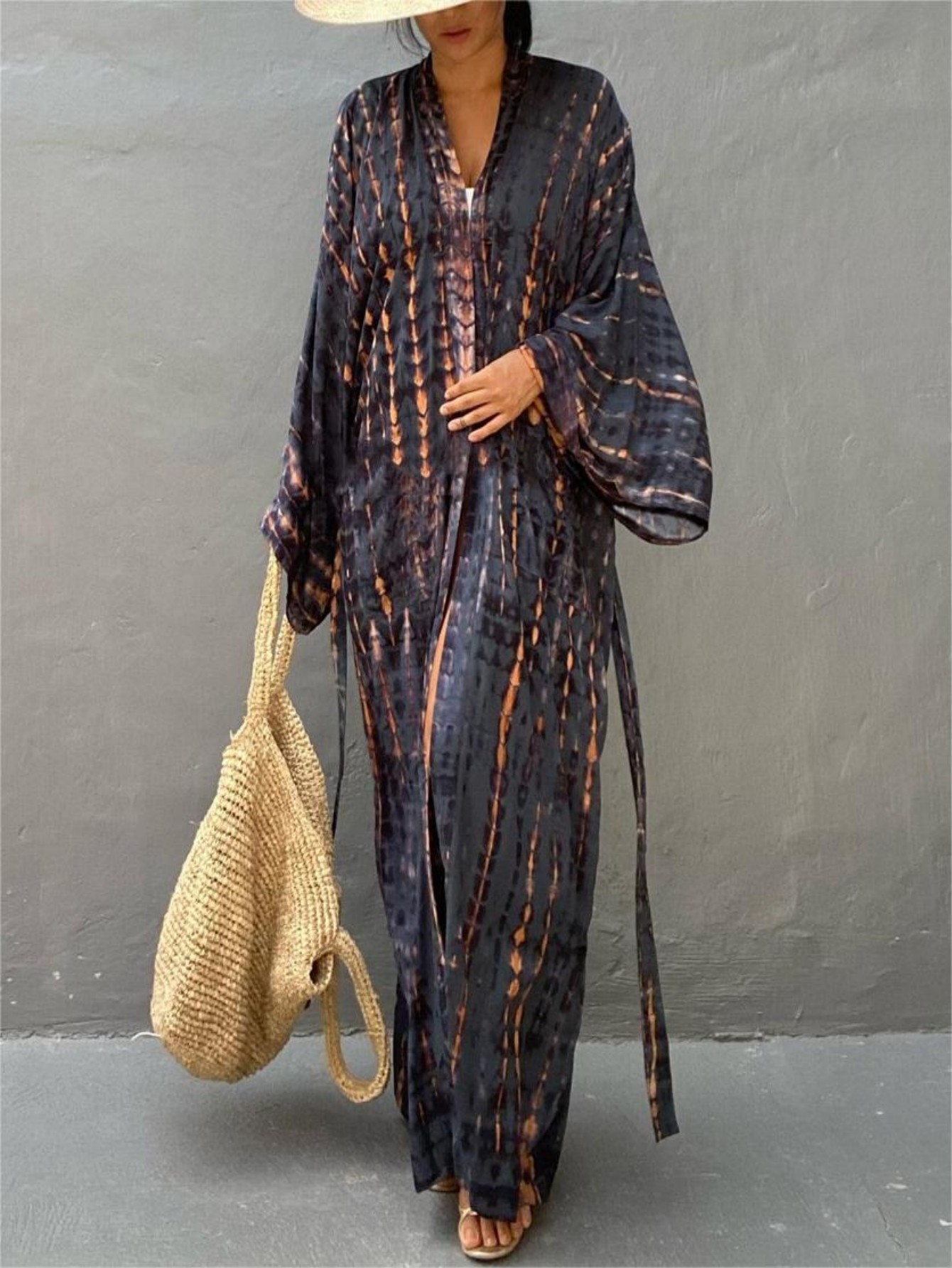 Cárdigan con estampado de rayón explosivo transfronterizo kimono blusa de bikini ropa de protección solar de vacaciones camisa de playa MB304