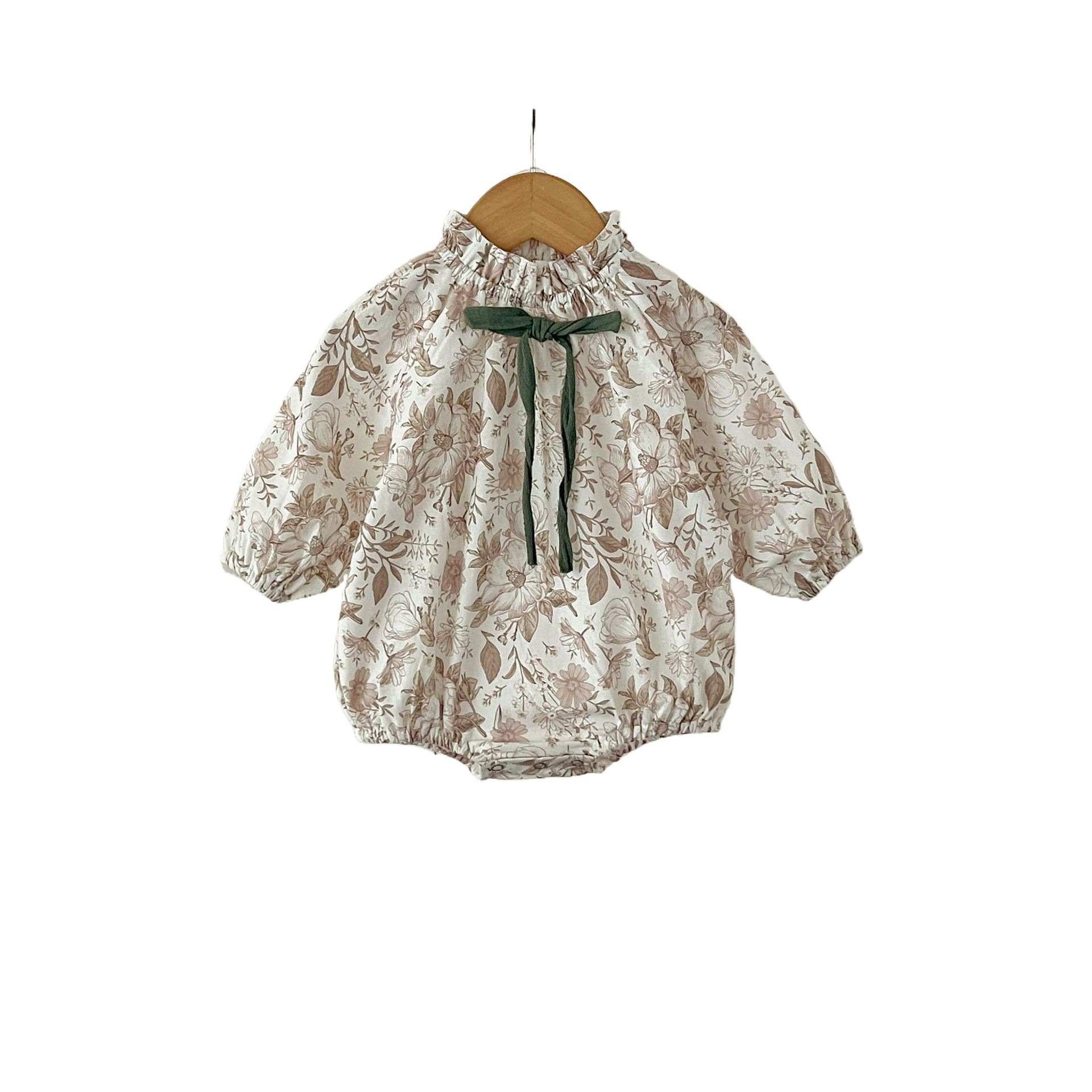 Ins versión coreana del mono con estampado de lazo de algodón para niñas, mameluco, mameluco de algodón de otoño para recién nacidos