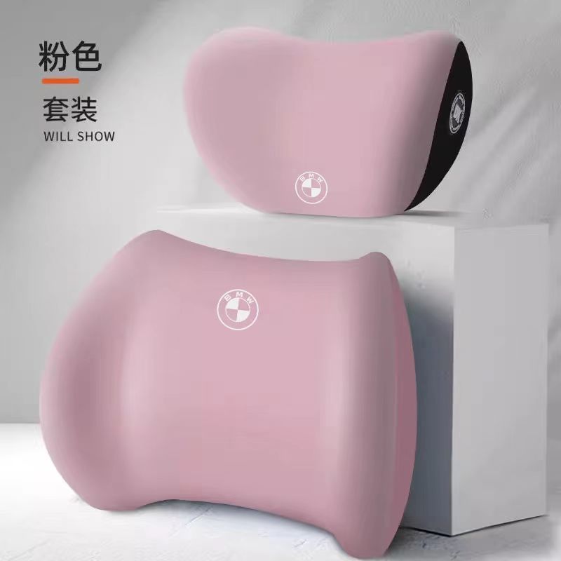 Suitable for Bmw Car Headrest Lumbar Support Memory Foam Lumbar Cushion Neck Pillow Backrest Car Support Neck Protection Comfort