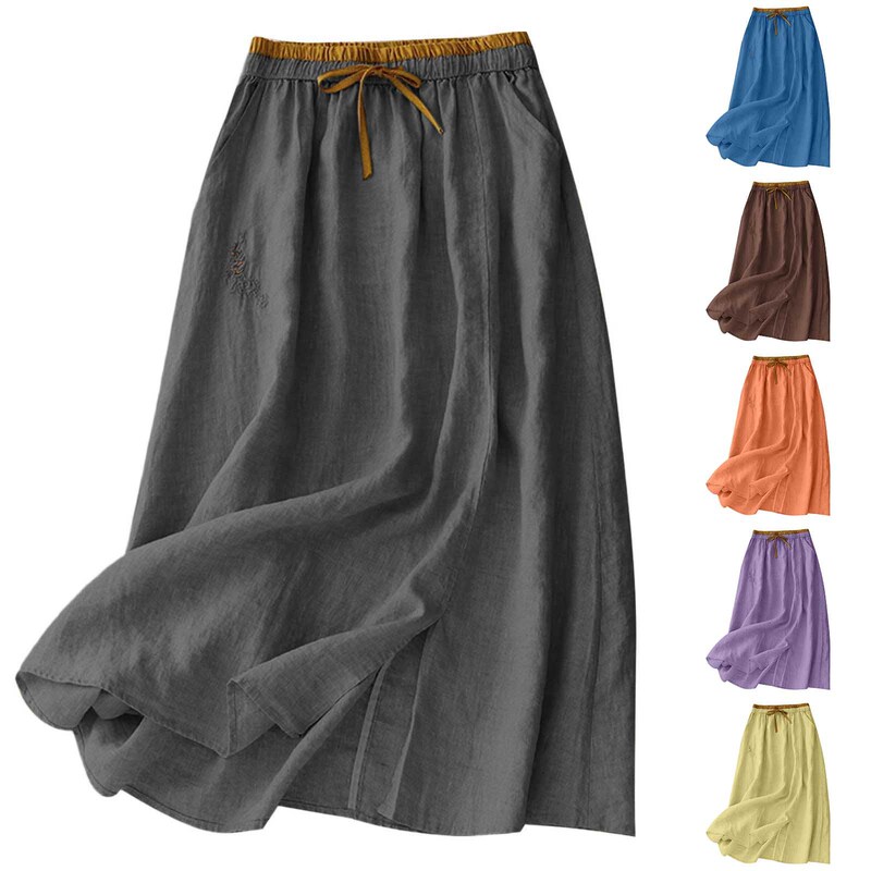 2025 New Cross-Border Skirt Amazon Skirt Loose Casual High-Waisted Long Skirt Versatile Simple Solid Color Pantskirt 2025 New Cross-Border Skirt Amazon Skirt Loose Casual High-Waisted Long Skirt Versatile Simple Solid Color Pantskirt