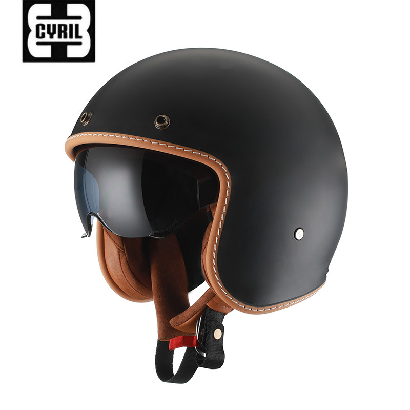 CYRIL casco retro Siro mujer tres cuartos hombre crucero americano verano motocicleta motocicleta medio casco 206