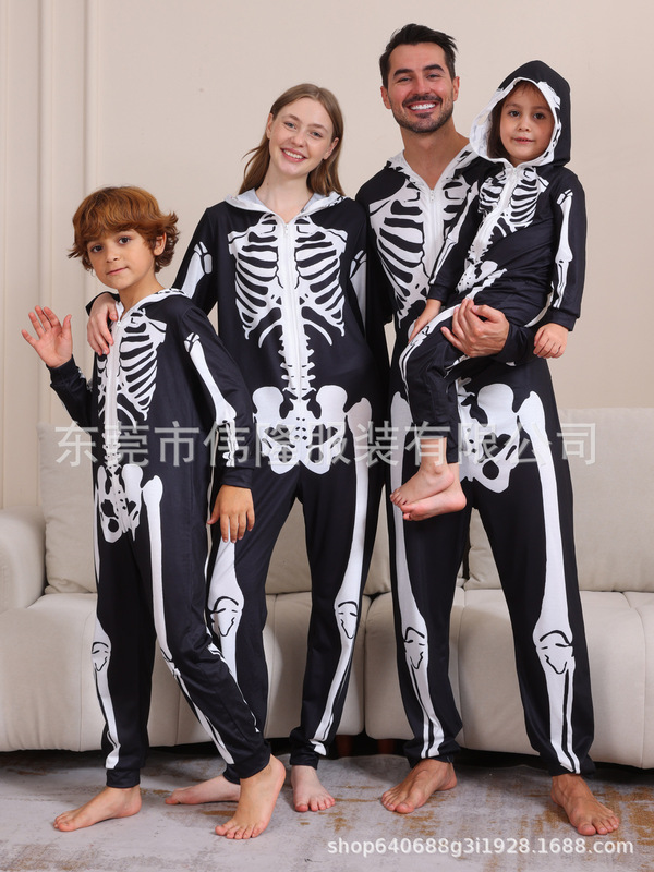 2024 クロスボーダーヨーロッパとアメリカの男の子と女の子の婦人服男性のハロウィンクリスマス家族親子ワンピースパジャマ|undefined