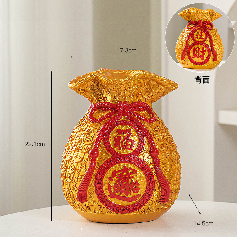 Chino suerte bolsa florero resina decoración casa fortuna significado bolsa de ahorro de la sala de TV decoración del gabinete