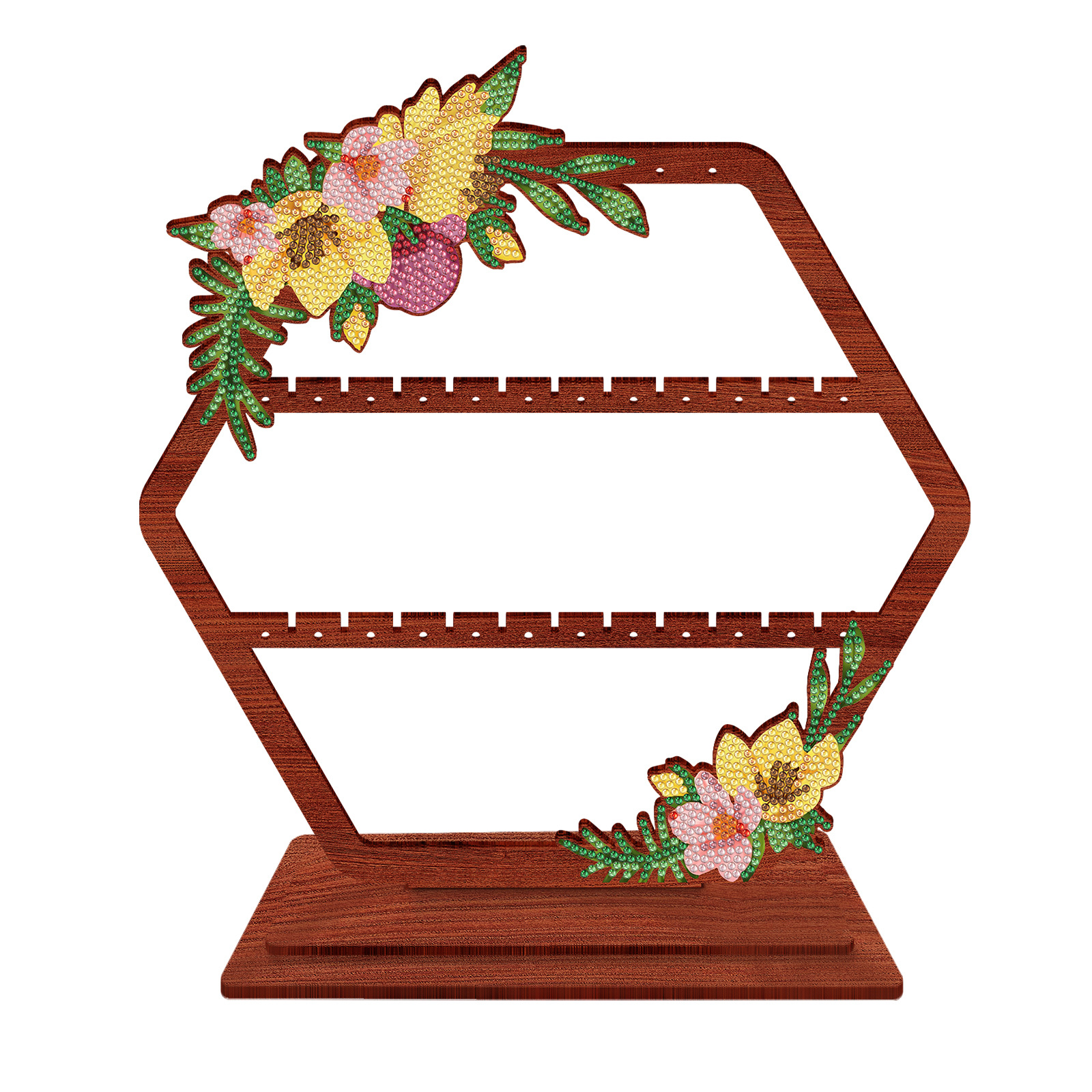 Explosiones transfronterizas pintadas de diamantes perimetrales de perforación manual estante de joyería retro almacenar collares pendientes joyerías estante de madera al por mayor