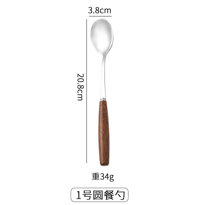 チキンウィングウッドのかわいいステンレス製スプーン、家庭用木製ハンドル付き食器、フルーツフォーク、ステーキナイフ、フォーク、スプーン、箸|undefined