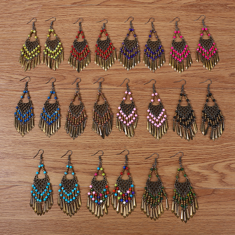 New explosions exaggerated personality European and American style Bohemian long tassel earrings earrings manufacturers direct supply