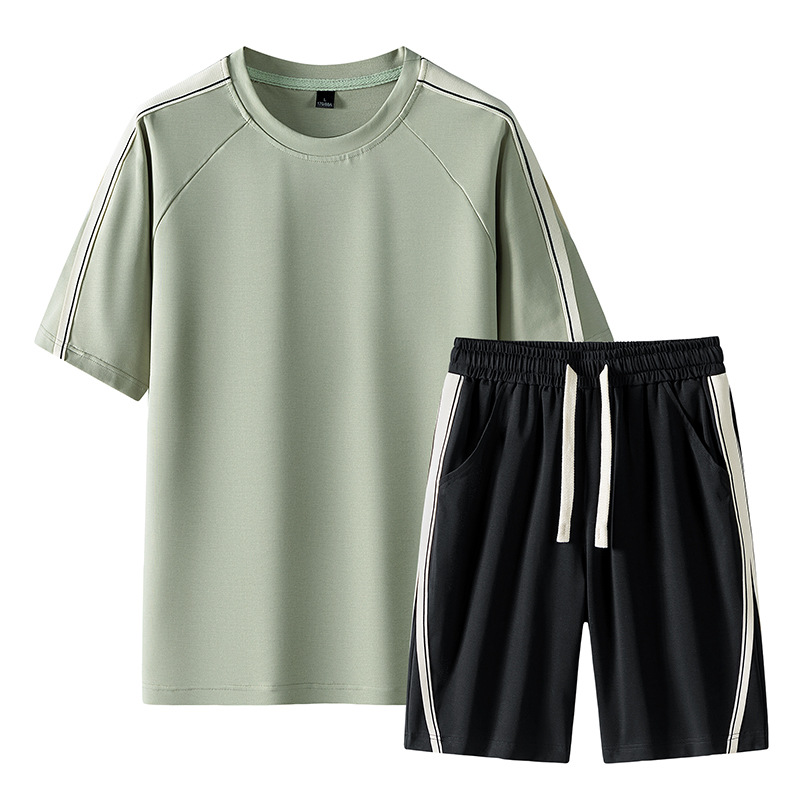 Vêtements pour hommes Combinaison de sport transfrontalière pour hommes cet été nouveau t-shirt décontracté à manches courtes short à séchage rapide ensemble de sport deux pièces_voghion.com