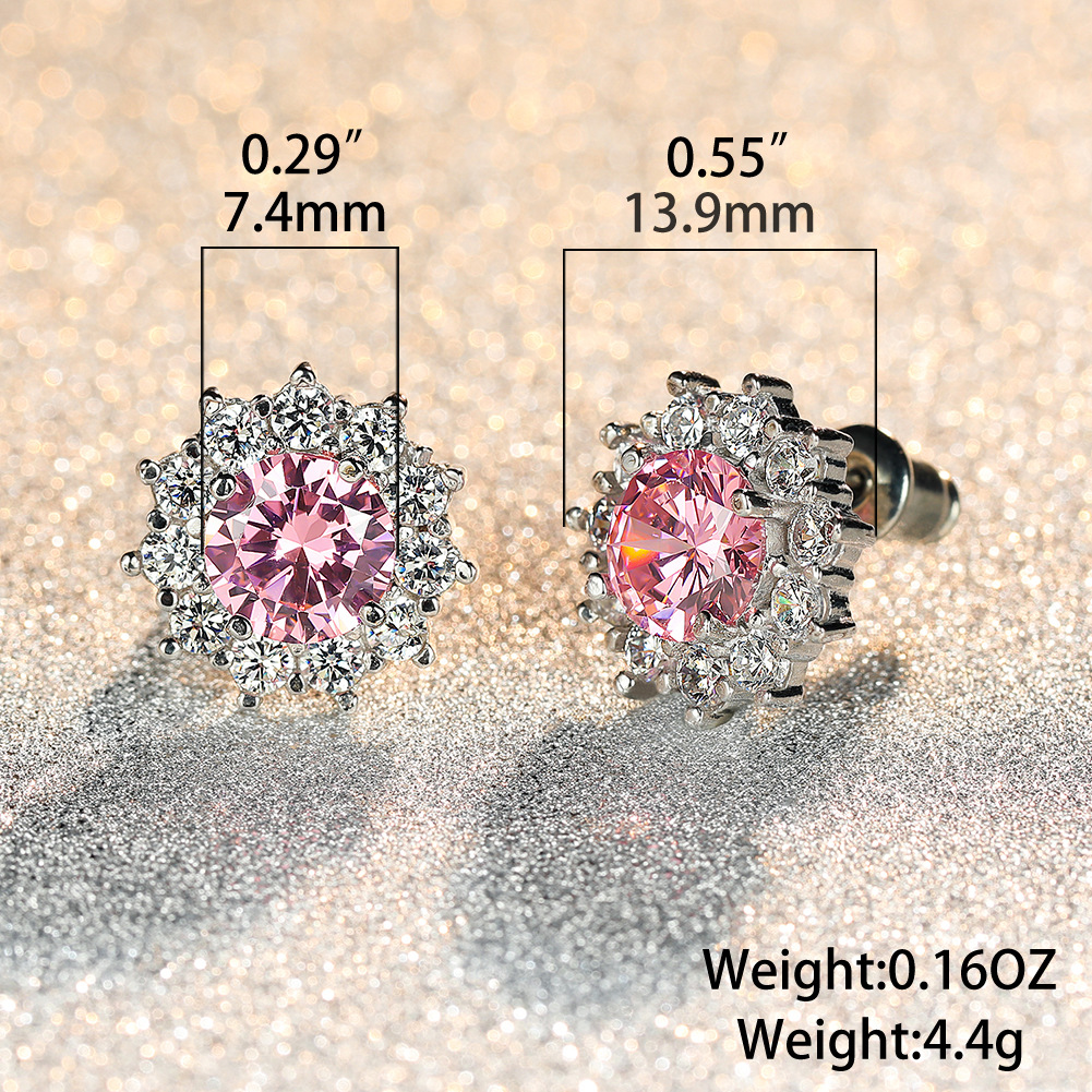 Fashion Snowflake Copper Inlay Artificial Gemstones Ear Studs 1 Pair