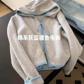 软糯慵懒风宽松连帽毛衣女2025春季新款穿搭拉链针织开衫外套上衣