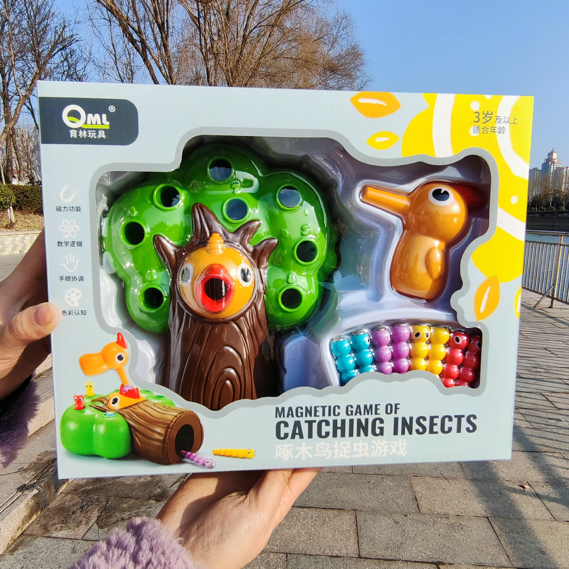 어린이 교육 부모-자식 대화 형 데스크톱 게임 마그네틱 곤충 잡기 딱따구리 장난감 선물 상자 교육 과정 선물 도매