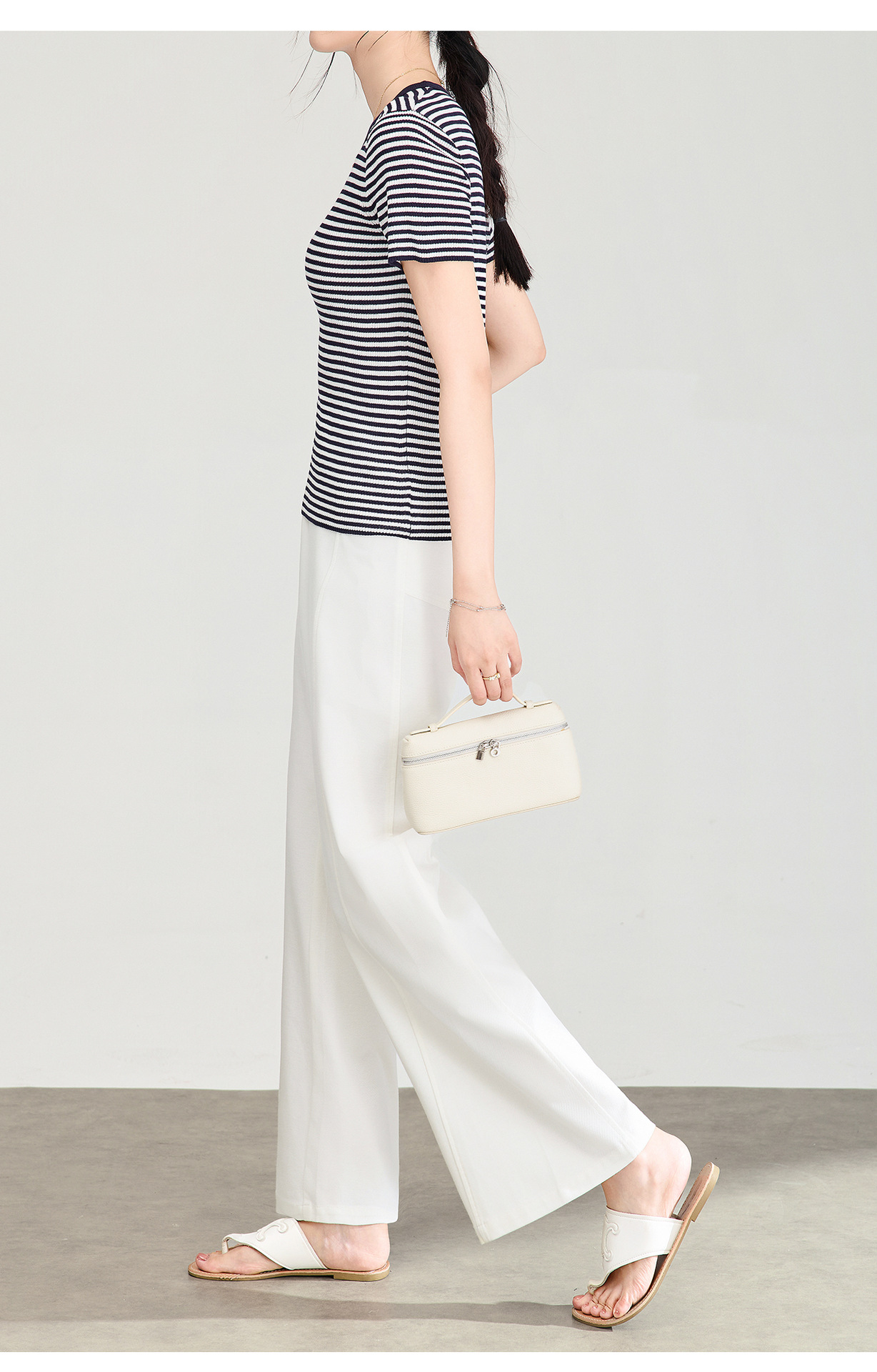 Quần culottes nữ ống rộng dáng lười, chất liệu tencel cotton mềm mại, cạp cao suông nhẹ — Xanh lông mòng đen chi tiết 17