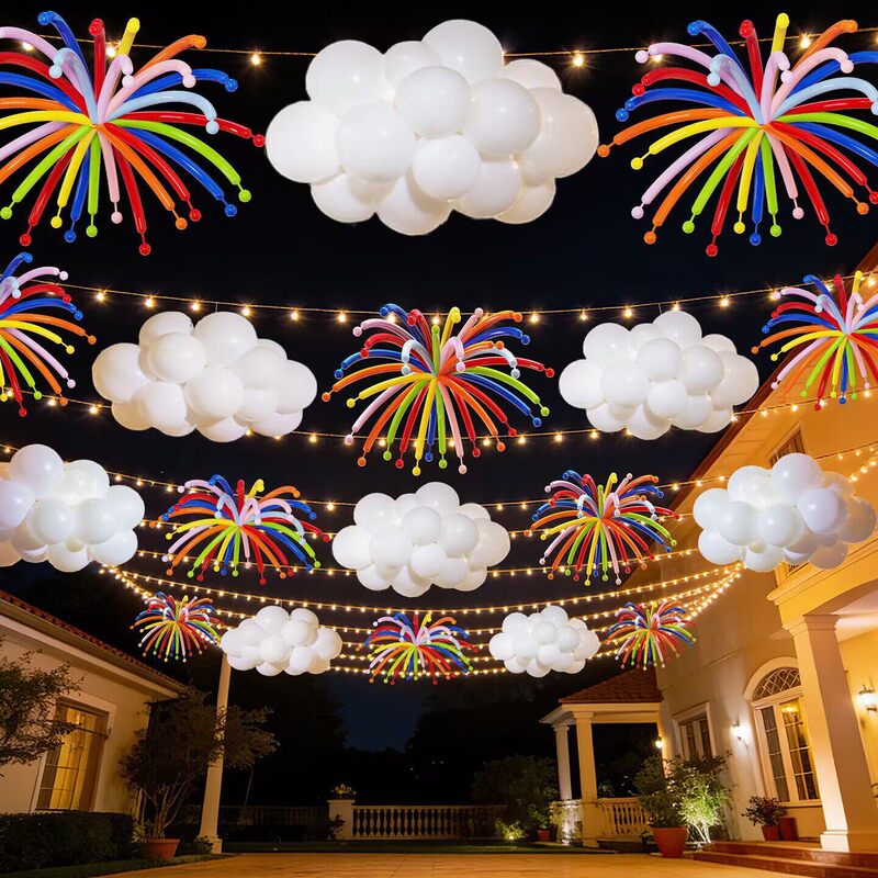 Colorful Long Strip Fireworks Balloon Decorations Dopamine Birthday First Birthday Teacher's Day Classroom Scene Setup Atmosphere Props Colorful Long Strip Fireworks Balloon Decorations Dopamine Birthday First Birthday Teacher's Day Classroom Scene Setup Atmosphere Props