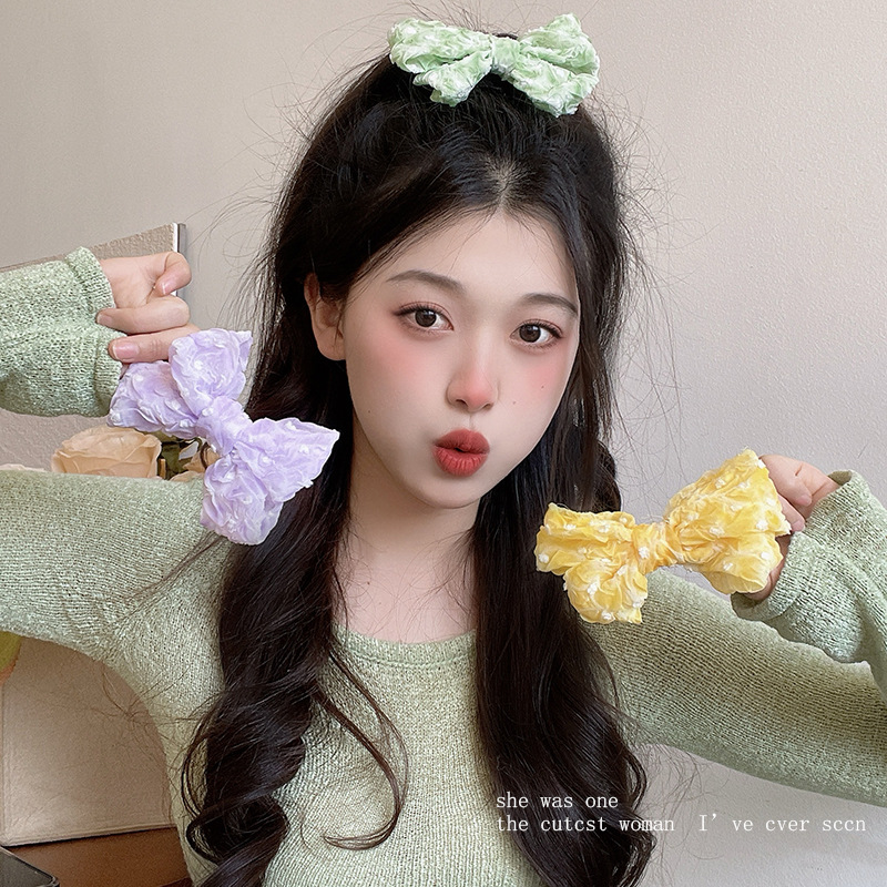 Korean Dongdaemun Folded Bow Hair Clip for Women, Fresh, Sweet, Versatile, Fashionable, Duckbill Side Clip Hair Accessory