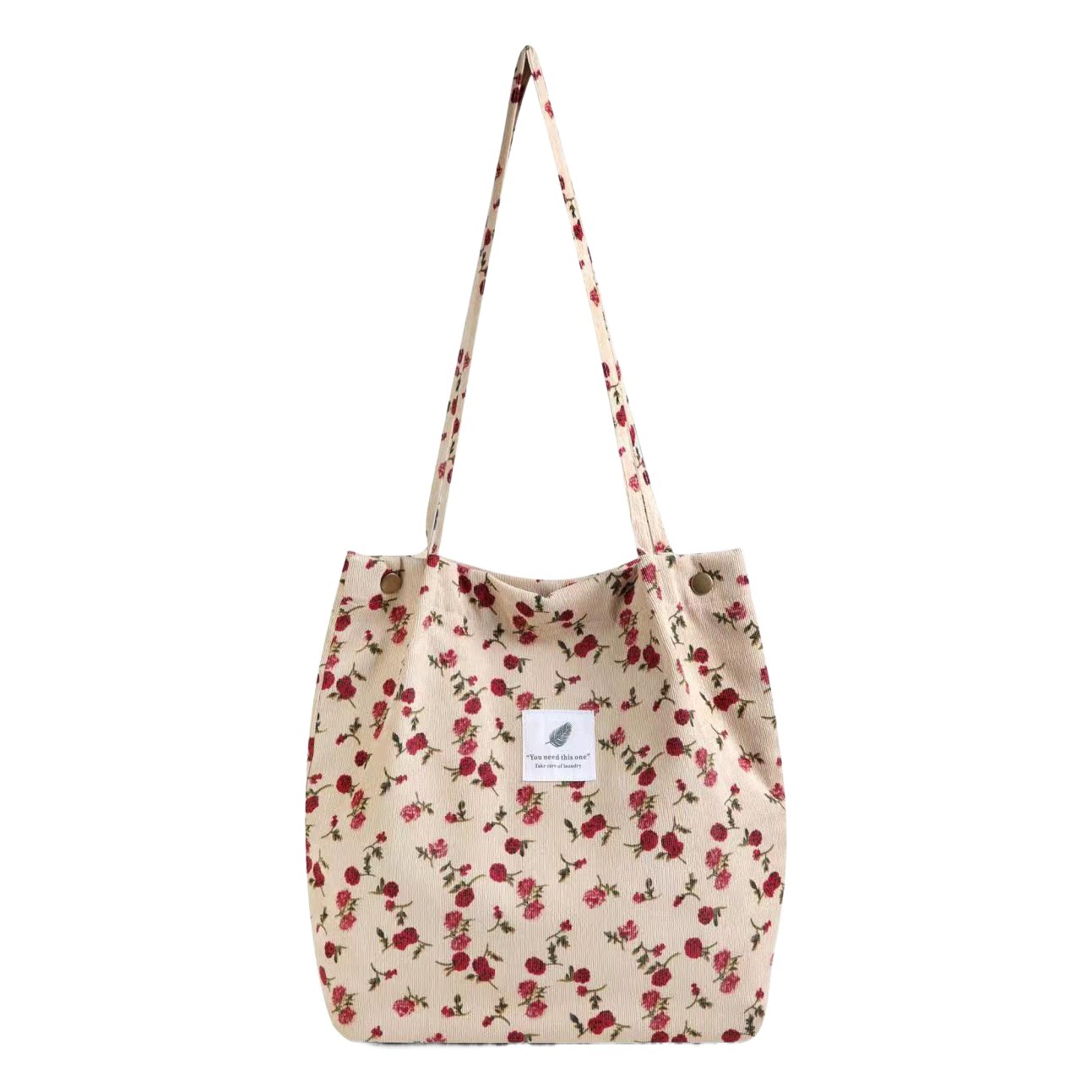 Women's Printed Tote Bag Casual Korean-style Large Capacity Corduroy Canvas Tote Bag Women's Travel Plush Shoulder Bag